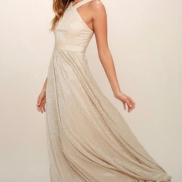 Lulus Gold Maxi Dress Small - Picture 2 of 2